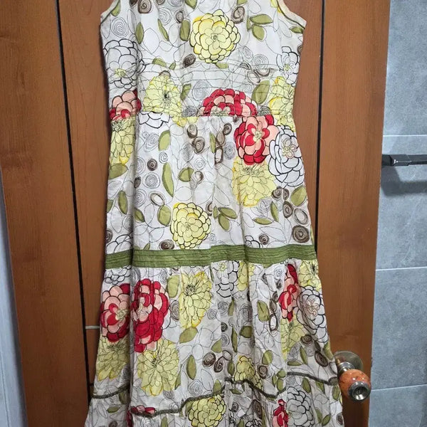 [BUNJANG] Flower Pattern Sleeveless Midi Dress / 플라워 패턴 나시 원피스