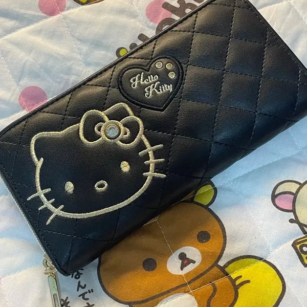 [BUNJANG] Hello Kitty Black Quilted Long Wallet / 헬로키티 장지갑 블랙 퀼팅