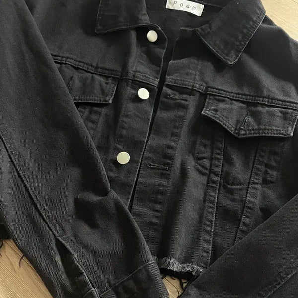 [BUNJANG] Poem Black Denim Cropped Jacket / poem 블랙 데님 크롭 자켓