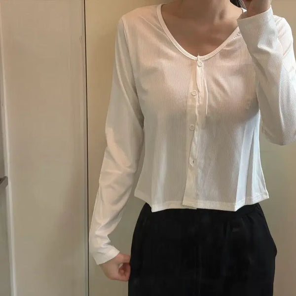 [BUNJANG] White V-Neck Button Cardigan / 화이트 브이넥 버튼 가디건 에이블리 홀리 잔느 순느 베이델리 히니크 히프나틱 유어로즈 프롬데이원 룩캣미