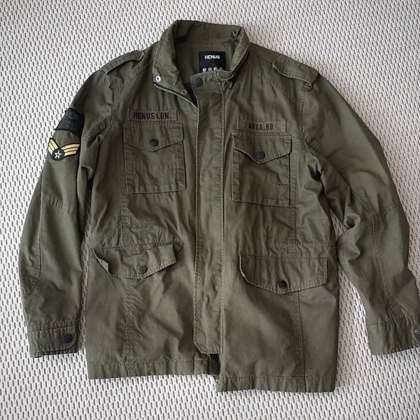 [BUNJANG] HENUS Field Jacket Khaki Patch Detail / HENUS 필드자켓