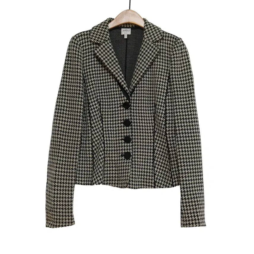 [BUNJANG] Giorgio Armani Collezioni Houndstooth Check Single Jacket - Size 38 / 아르마니 꼴레지오니 하운즈투스 체크 싱글 자켓 38