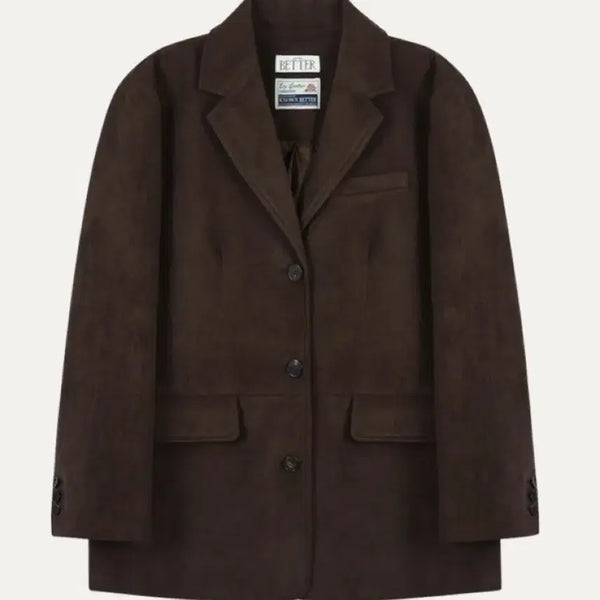 [BUNJANG] Known Better Suede Single Button Jacket Dark Brown / 노운베러 스웨이드 싱글 버튼 자켓 다크 브라운