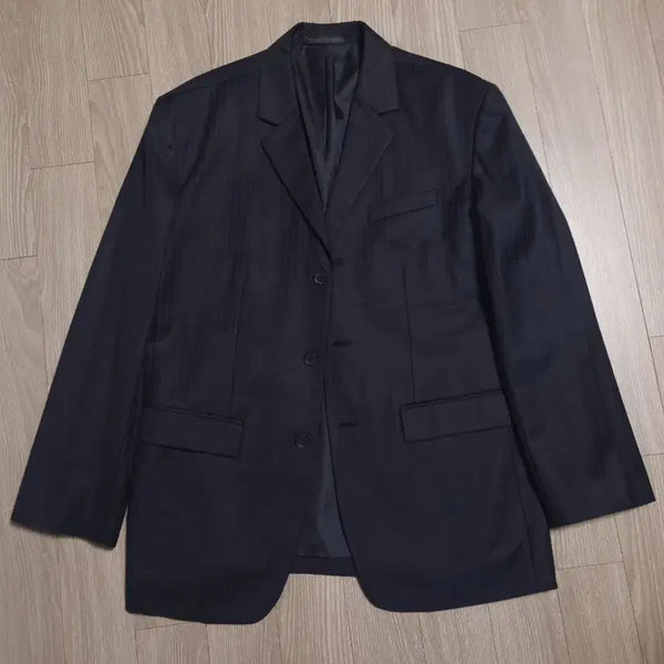 [BUNJANG] Solid Homme 3-Button Stripe Blazer Black / 솔리드옴므 3버튼 스트라이프 자켓 블랙
