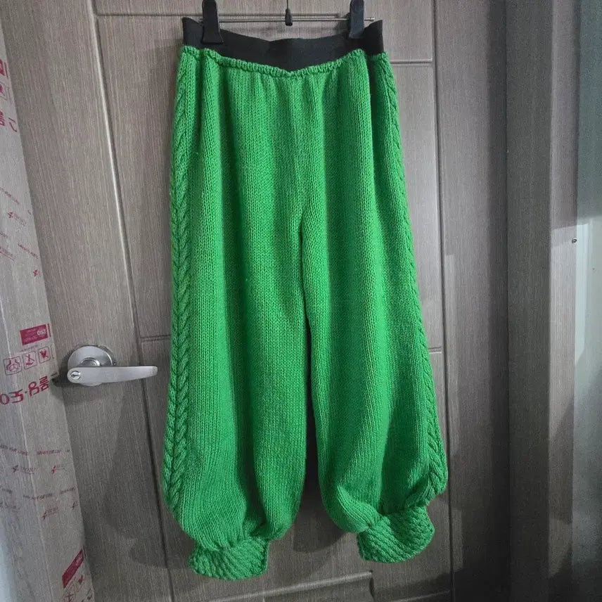 [BUNJANG] Handmade Knit Trousers Green / 핸드메이드 니트 바지 그린