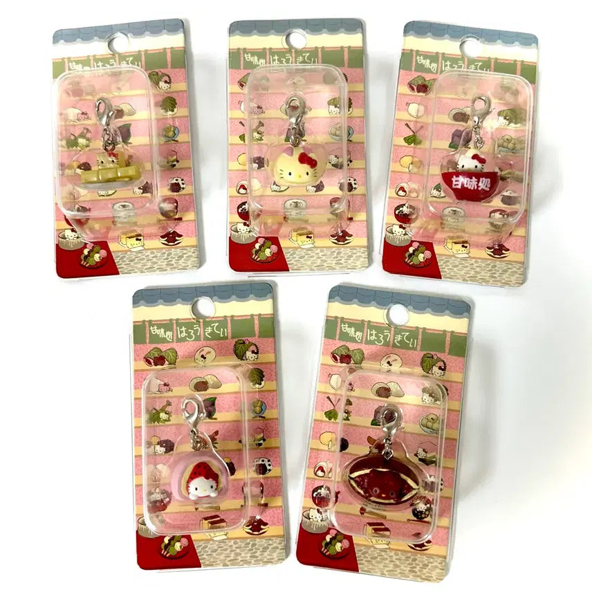 [BUNJANG] Rare Traditional Japanese Sweets Kitty Strap Full Set Bundle / [일괄]초레어 화과자 토끼찹쌀떡 딸기모찌 도라야끼 단팥빵 팥죽 양갱 고전 키티스트랩 박스형 풀세트