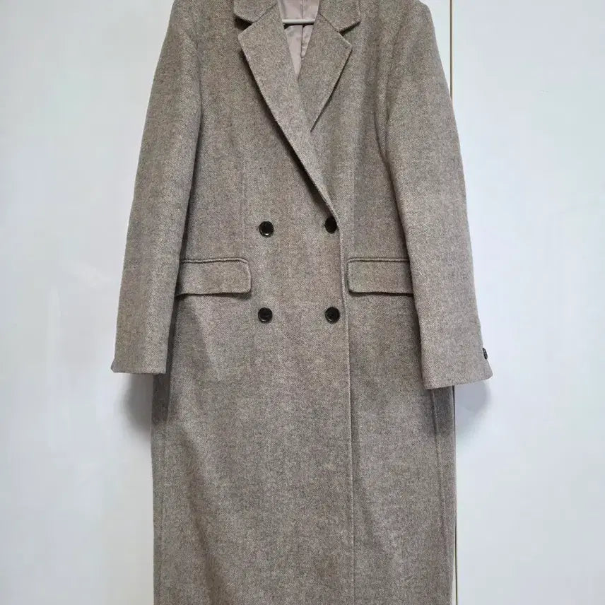 [BUNJANG] Wool Herringbone Double-Button Long Coat / 울 헤링본 더블 버튼 롱 코트
