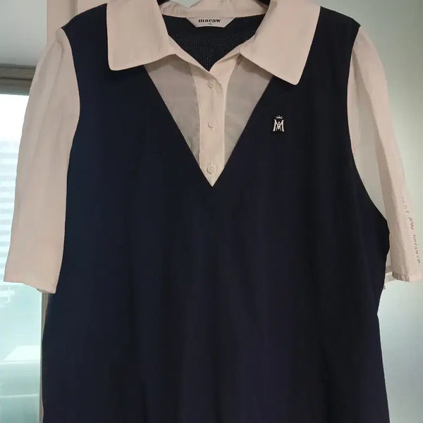 [BUNJANG] Mako Women's Blouse Navy White / 마코 여성 블라우스 네이비 화이트