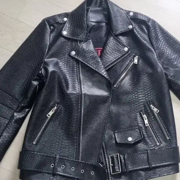 [BUNJANG] ByTheR Custom Painted Python Rider Jacket / ByTheR Custom 슬로건 페인팅 파이톤 라이더 자켓