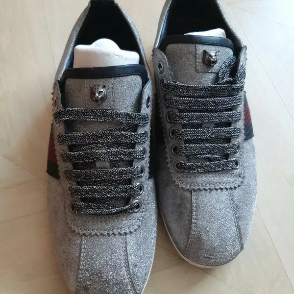 [BUNJANG] Gucci Silver Pearl Glitter Sneakers / (정품) GUCCI 구찌 실버 펄 글리터  240