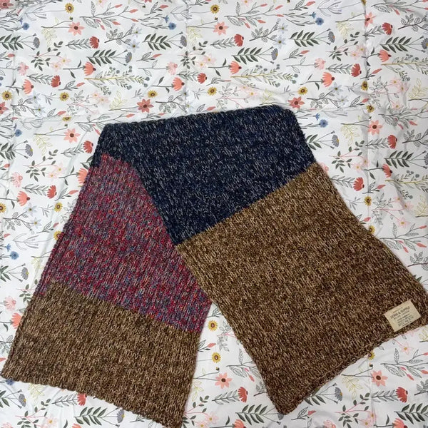 [BUNJANG] Polo Ralph Lauren Denim & Supply Patchwork Pattern Knit Scarf / 폴로 데님앤 서플라이 패치워크 패턴 니트 목도리