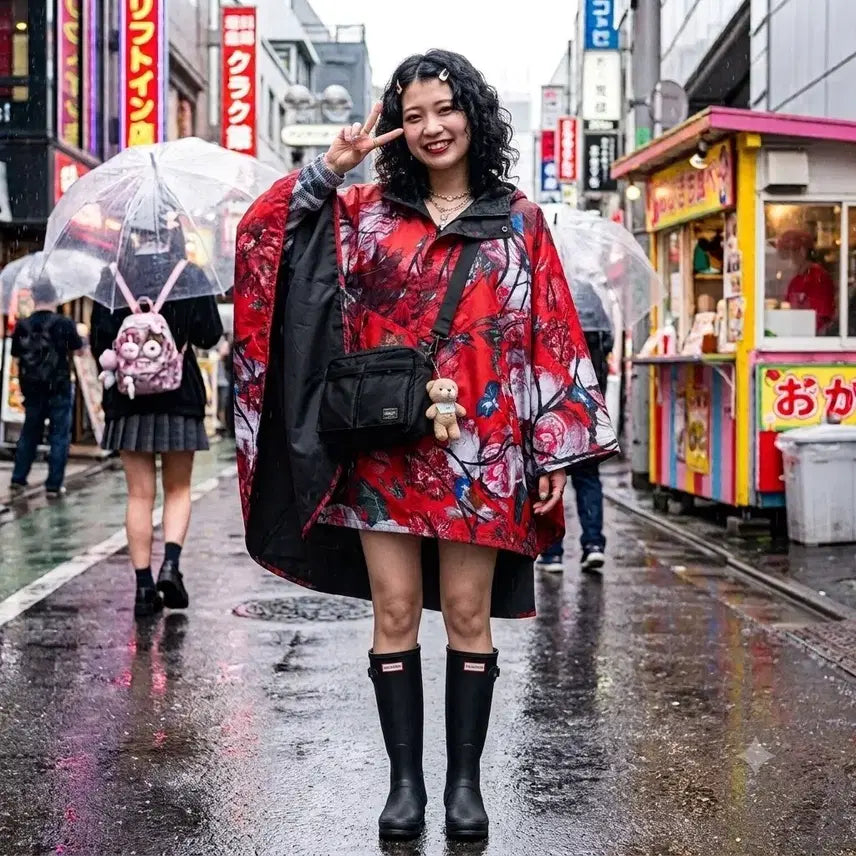 [BUNJANG] Nike Red Floral Pattern Hooded Poncho / 나이키 판쵸우이 입니다.