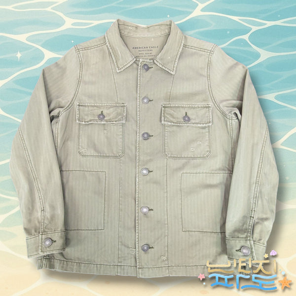 [BUNJANG] American Eagle Olive Damage Trucker Jacket / M 아메리칸 이글 올리브 데미지 트러커 자켓