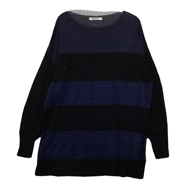 [BUNJANG] DKNY Striped Viscose Knit Top - L / DKNY 스트라이프 블랙 니트 L비스코스