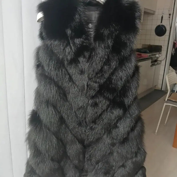 [BUNJANG] Jindo Fur Fox Vest Black / 진도모피 폭스 베스트 블랙