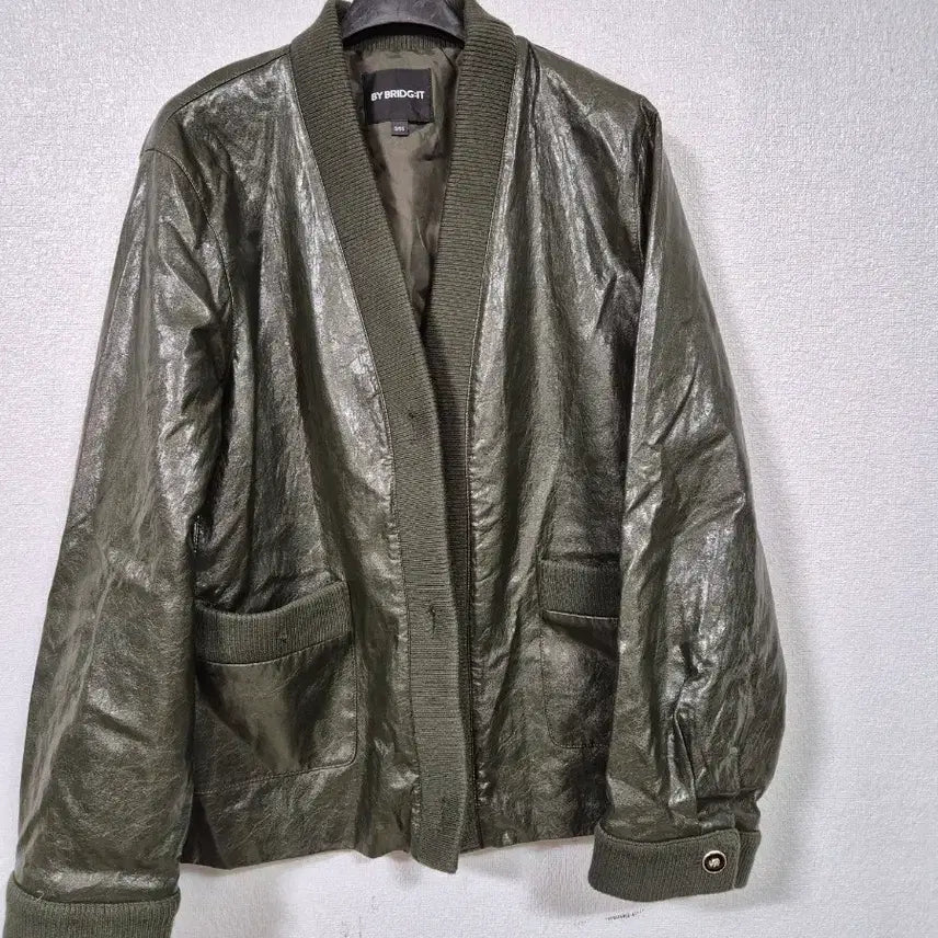 [BUNJANG] BYBRIDGIT Khaki Leather Jacket / BYBRIDGIT 카키 레쟈 쟈켓 66