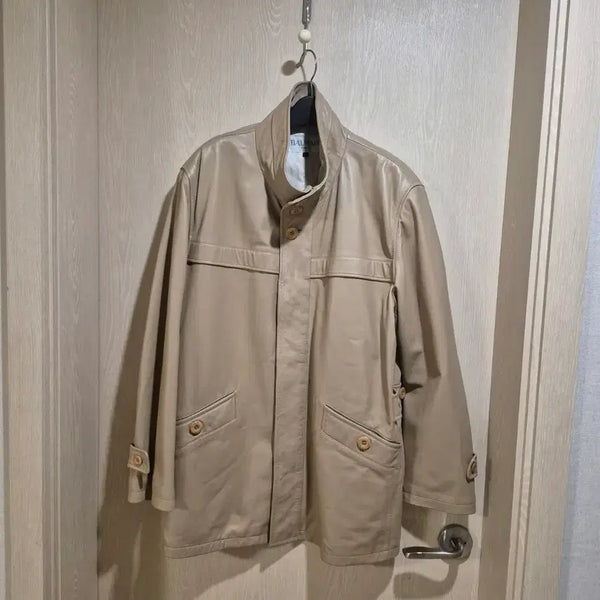 [BUNJANG] Balmain Leather Jacket Beige Size 2L / 발망 가죽 자켓 베이지사이즈2L