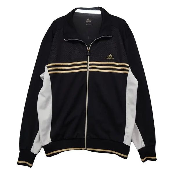 [BUNJANG] Adidas Black Polyester 100% Jersey Track Top Training Zip-up / 아디다스 블랙 폴리에스터 100% 저지 트랙탑 트레이닝 집업 100