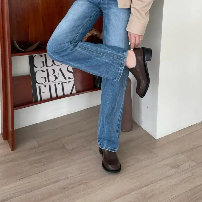 [BUNJANG] Brown Platform Slip-on Loafers / [새상품] 230 브라운 통굽 슬립온 로퍼