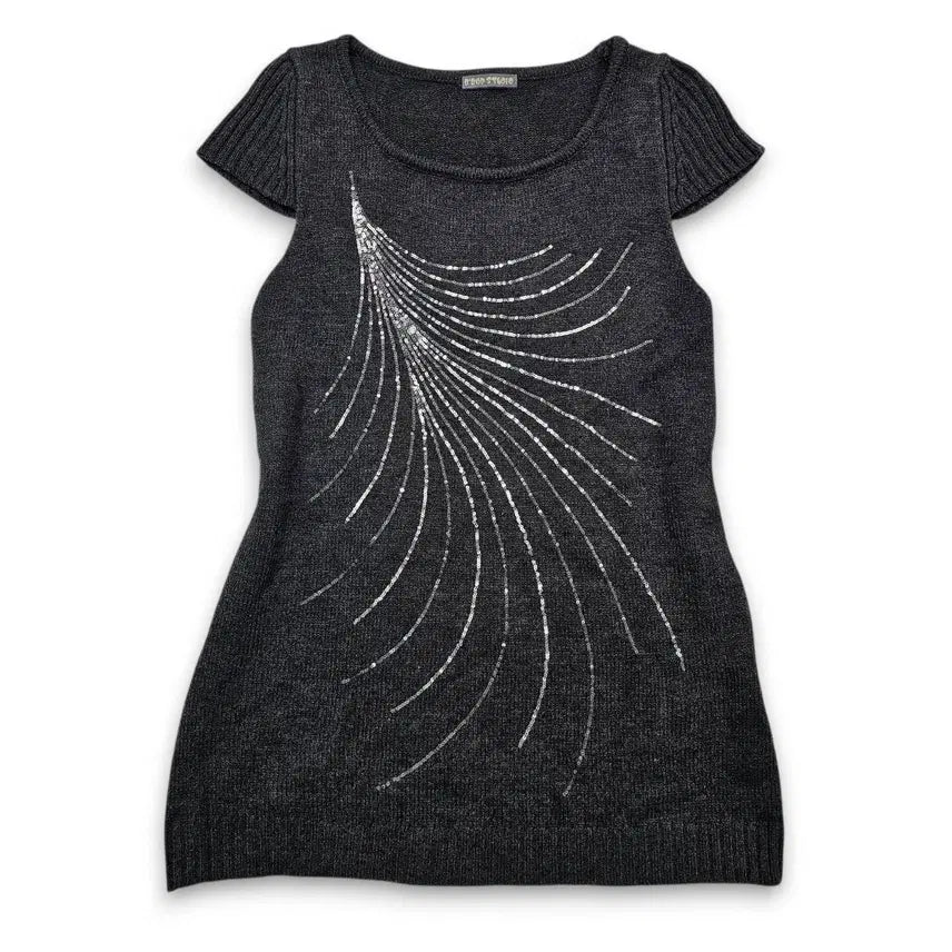 [BUNJANG] F B'BOP STUDIO Sequin Cap Sleeve Knit Dress / F B'BOP STUDIO 비밥스튜디오 스팽글 캡소매 니트 원피스
