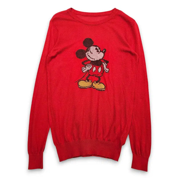 [BUNJANG] F Disney Mickey Mouse Red Knit Sweater / F DISNEY 미키마우스 레드 니트