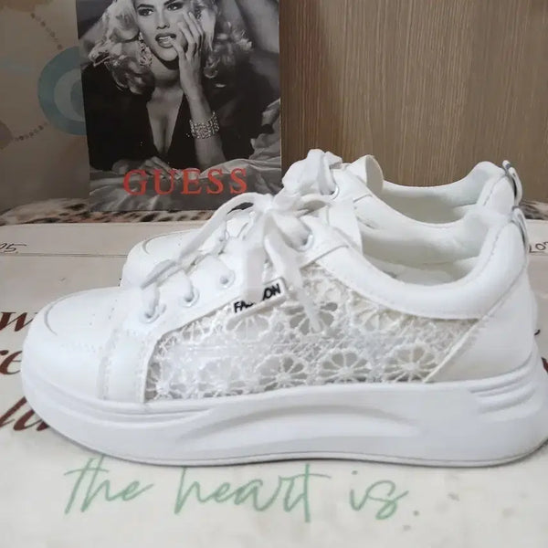 [BUNJANG] White Lace Sneakers / [245] 화이트 레이스 스니커즈