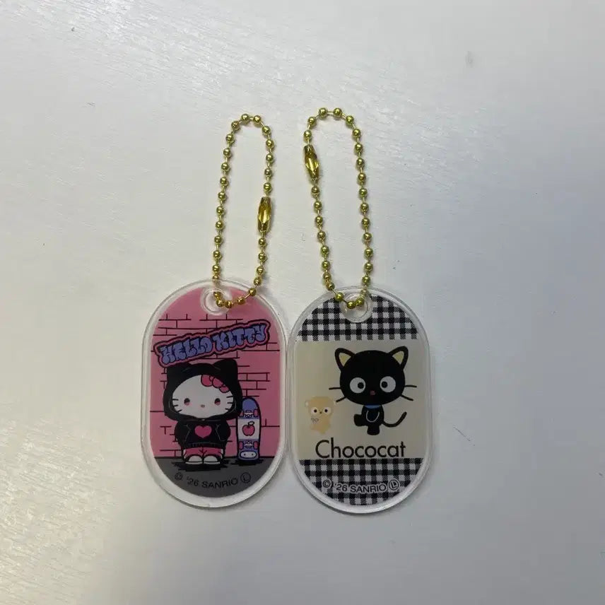 [BUNJANG] Hello Kitty & Choco Cat Acrylic Keychain Set / 키티&초코캣 아크릴 키링 세트