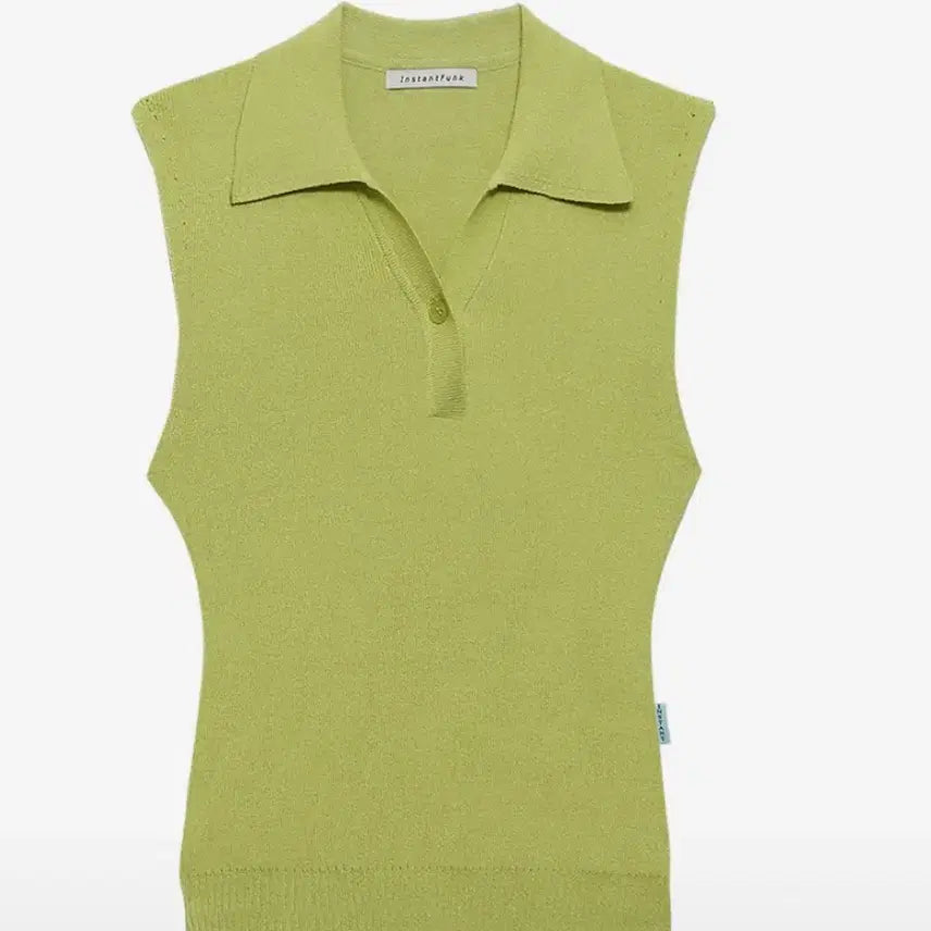 [BUNJANG] Instantfunk V-Neck Collar Knit Top - Green / 인스턴트펑크 브이넥 카라 니트탑 그린 새상품