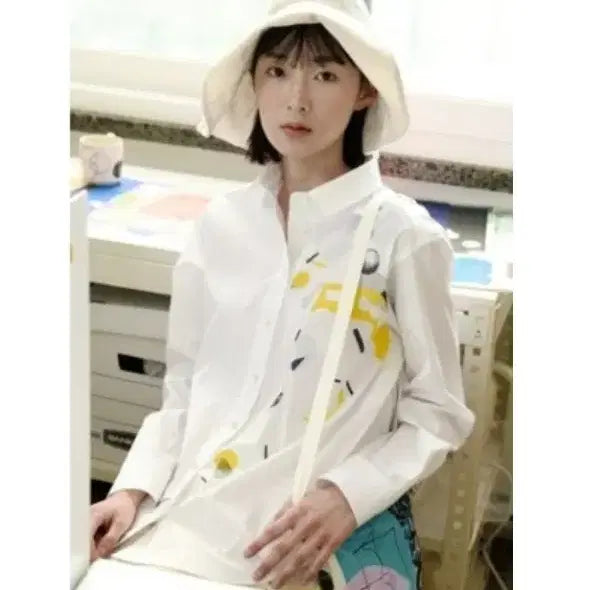 [BUNJANG] It Michaa White Pattern Shirt / 잇미샤 화이트 패턴 셔츠 44~55사이즈 it michaa
