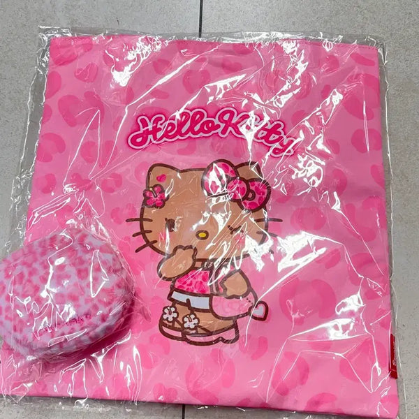 [BUNJANG] Olive Young Hello Kitty Pink Eco Bag & Pouch Bundle Set / 올영 웨이크메이크 헬로키티 핑크 에코백 파우치 일괄양도