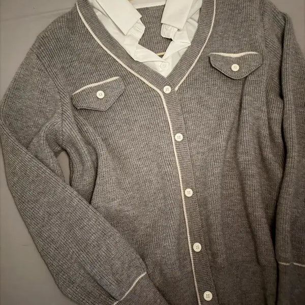 [BUNJANG] Integrated Shirt Cardigan / 일체형 셔츠가디건