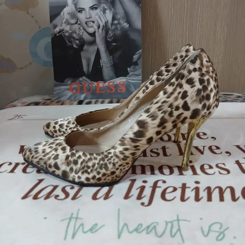 [BUNJANG] Leopard Satin Stiletto Heels / [245] 레오파드 새틴 스틸레토 힐