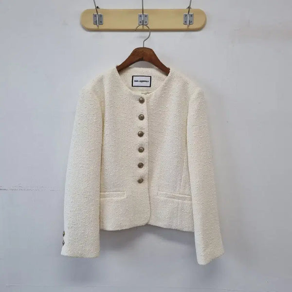 [BUNJANG] Karl Lagerfeld Ivory Tweed Jacket / 칼라거펠트 아이보리 트위드 자켓 88