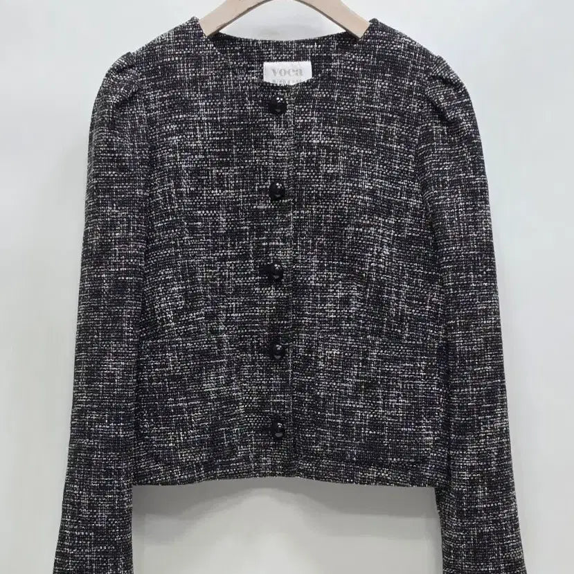 [BUNJANG] Voca Vaca Puff Sleeve Tweed Cropped Jacket / 보카바카 voca vaca 퍼프 트위드 자켕