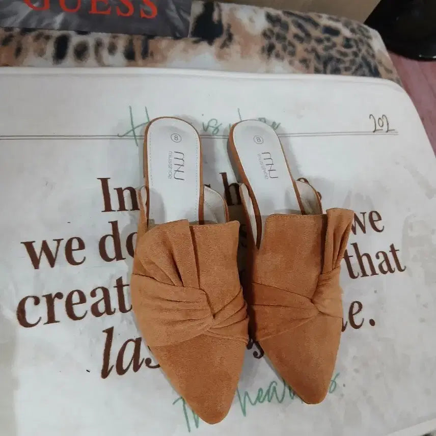 [BUNJANG] Camel Brown Suede Mules - Size 240 / [240] (새제품) 카멜 브라운 스웨이드 뮬