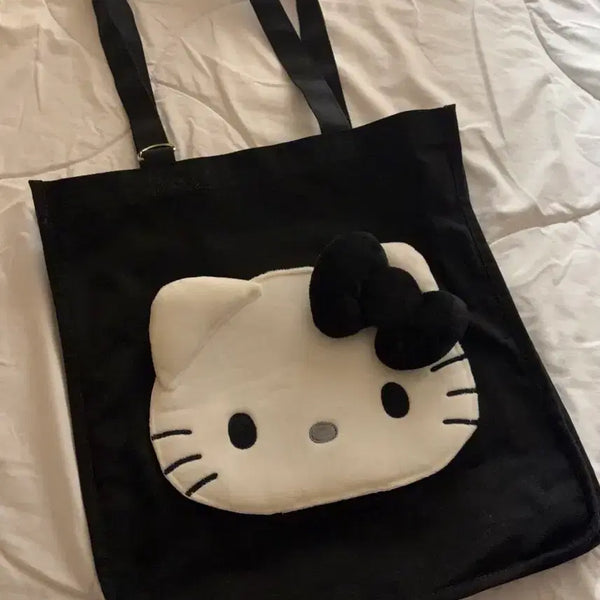 [BUNJANG] Sanrio Hello Kitty Canvas Bag Black / 헬로키티 - 산리오 정품 캔버스백 블랙