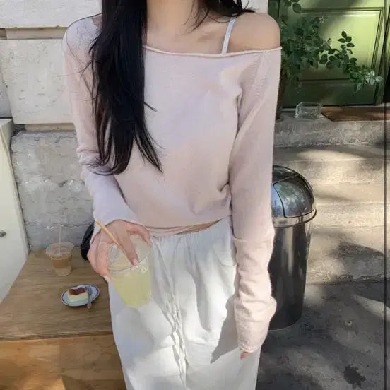 [BUNJANG] Leeds Petal String Knit - Lavender/Pink / leeds 페탈 스트링 니트