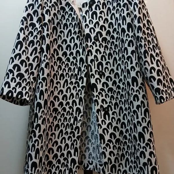 [BUNJANG] Black & White Pattern Women's Coat / 블랙 화이트 패턴 여성 코트