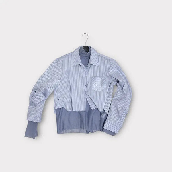 [BUNJANG] We Are Crop Stripe Blouse / 위아 크롭 스트라이프 블라우스