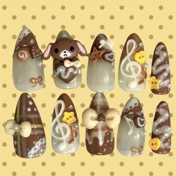 [BUNJANG] Sugabunnies Choco Nail Handmade Nail Tips / 슈가바니즈 초코네일 / 수제네일팁