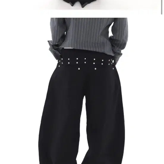 [BUNJANG] Modnichi Belted Wide Pants / 모드니치 스터드 벨티드 팬츠
