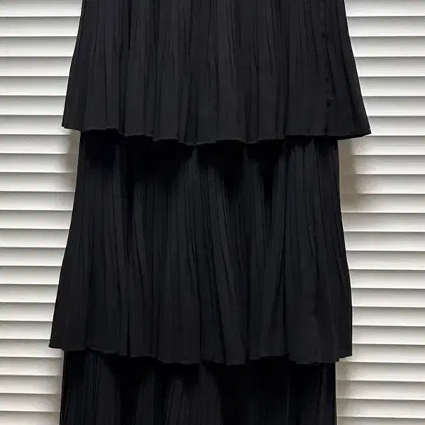 [BUNJANG] Black Layered Ruffle Maxi Skirt / 캉캉롱스커트