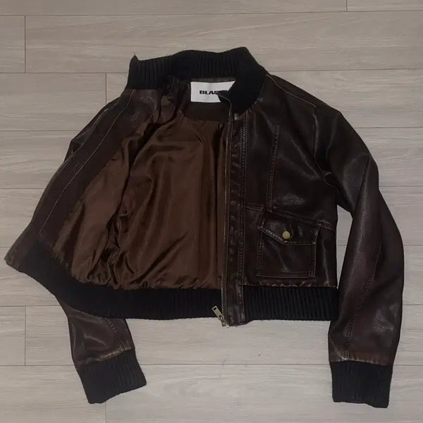 [BUNJANG] Black Up Vintage Leather Jacket / 블랙업 빈티지 레더 자켓