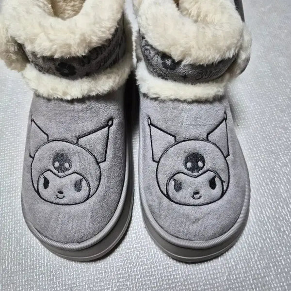 [BUNJANG] Kuromi Grey Fur Boots / 쿠로미 퍼 부츠 그레이(230-240)