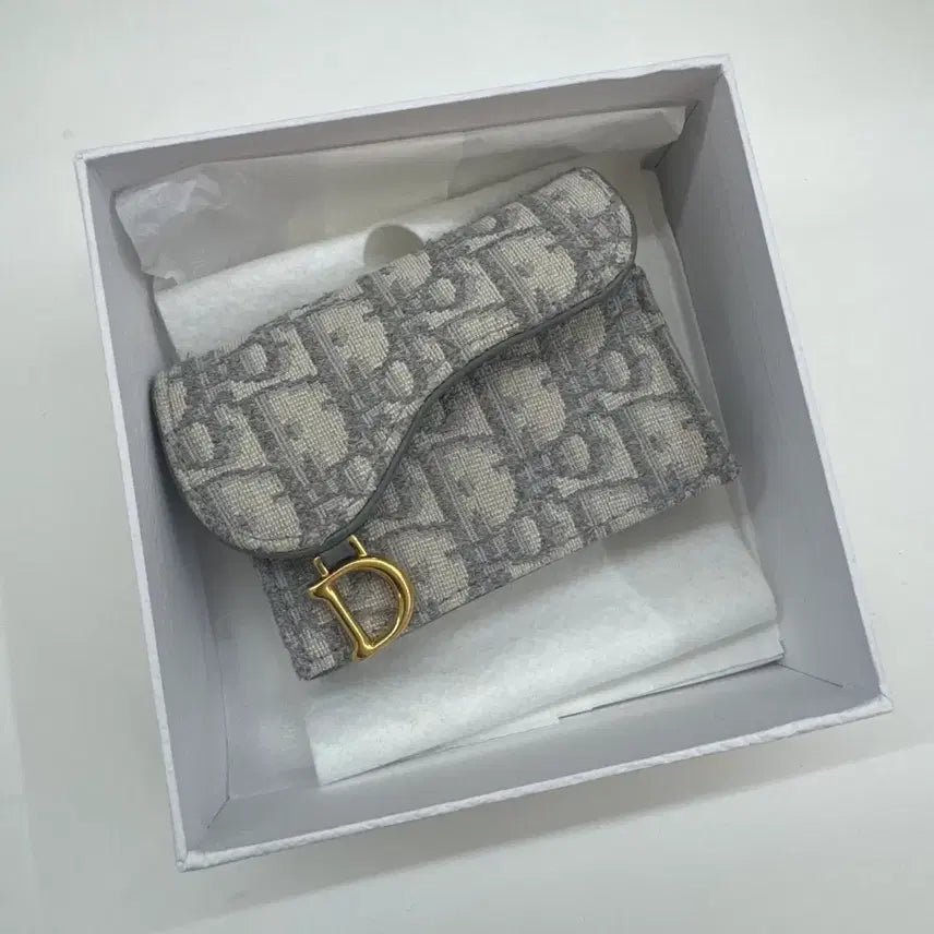 [BUNJANG] Dior Oblique Saddle Card Holder Grey / 디올 오블리크 새들 카드지갑 그레이