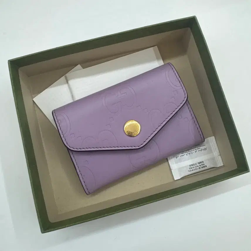 [BUNJANG] Gucci Shima Purple Button Card Holder / 구찌 시마 퍼플 버튼 카드지갑