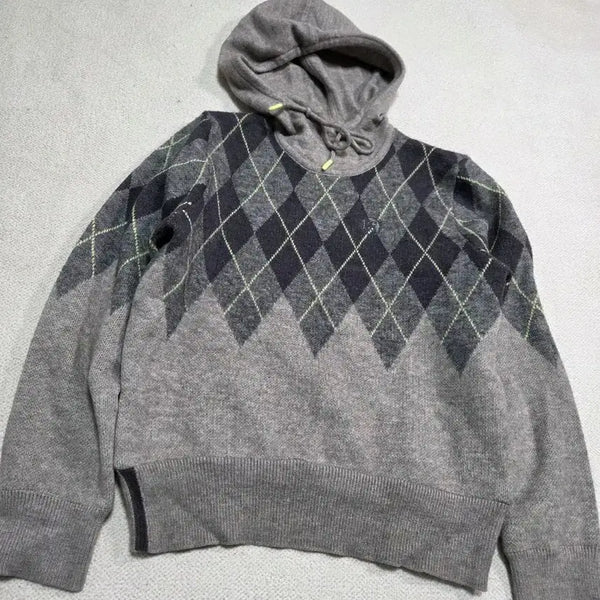 [BUNJANG] G/Fore Check Pattern Windproof Hooded Sweater / L) 지포어 G/Fore 체크 패턴 후드 스웨터 방풍