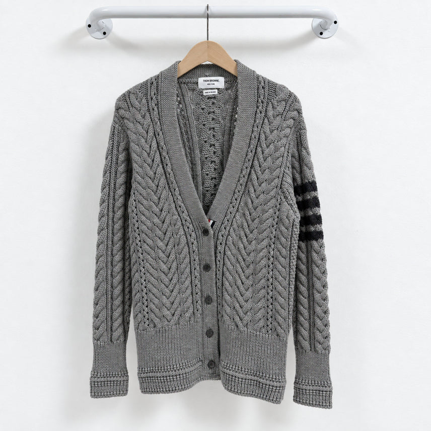 [BUNJANG] Thom Browne Aran Cable Wool Cardigan 42 / 톰브라운 아란 케이블 울 가디건 42