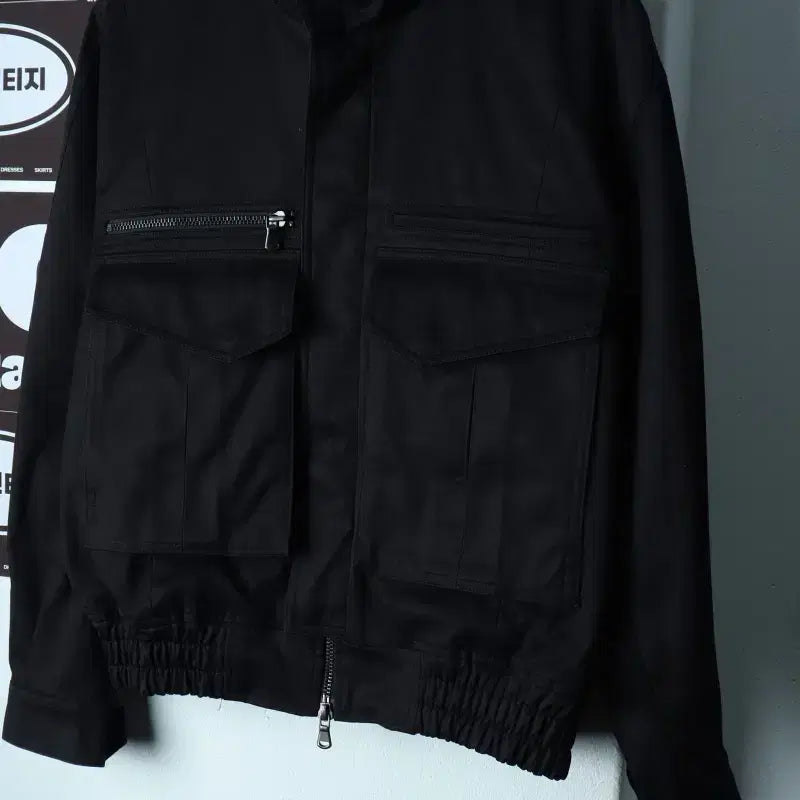 [BUNJANG] Elmood Zip-Up Windbreaker Jacket Bomber Black / (F) 엘무드 집업 바람막이 점퍼자켓 트러커 봄버 블랙-H39074