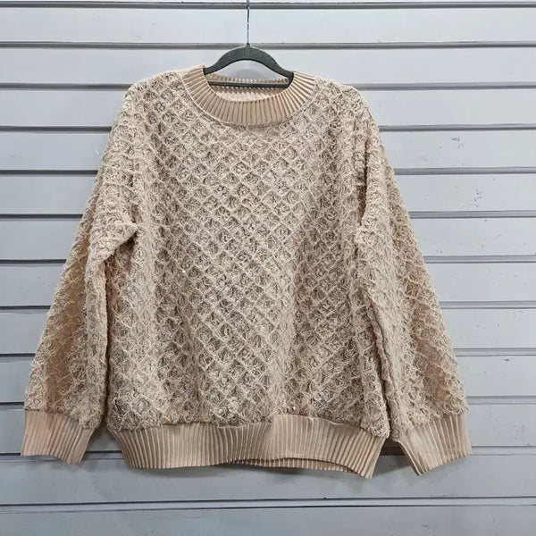 [BUNJANG] Light Beige Lace Pleated Fabric Blouse / 연베이지  레이스입체원단 주름원단 포인트 블라우스/보물찾기천사